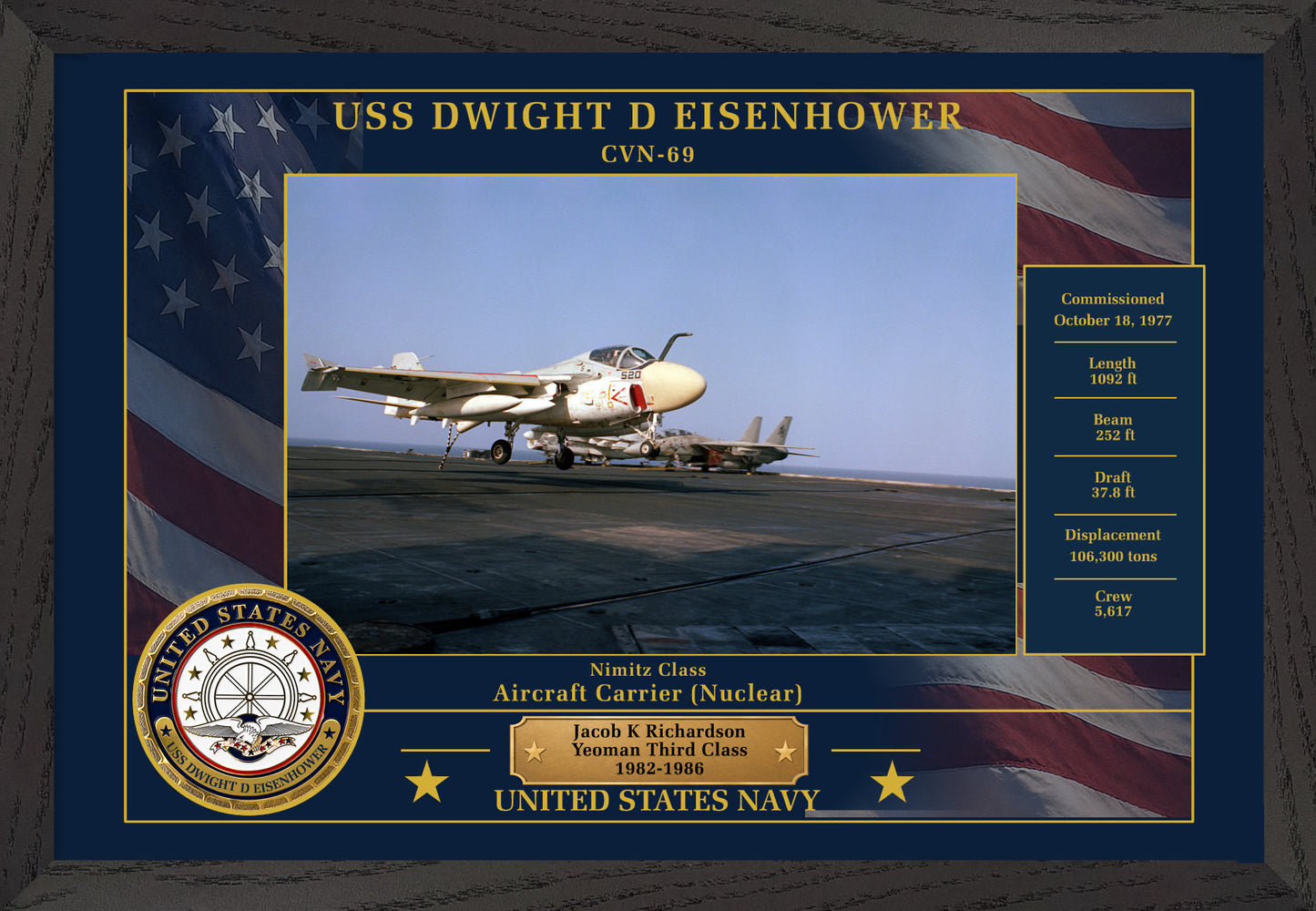 USS Dwight D Eisenhower CVN-69 Framed Patriotic Photo
