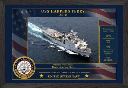 USS Harpers Ferry LSD-49 Framed Patriotic Photo