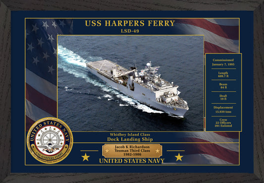 USS Harpers Ferry LSD-49 Framed Patriotic Photo