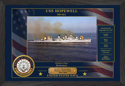 USS Hopewell DD-681 Framed Patriotic Photo