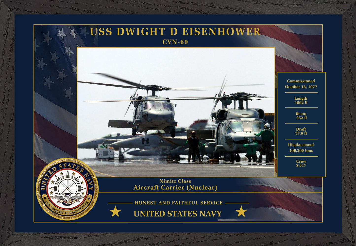 USS Dwight D Eisenhower CVN-69 Framed Patriotic Photo
