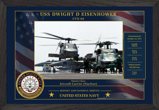USS Dwight D Eisenhower CVN-69 Framed Patriotic Photo