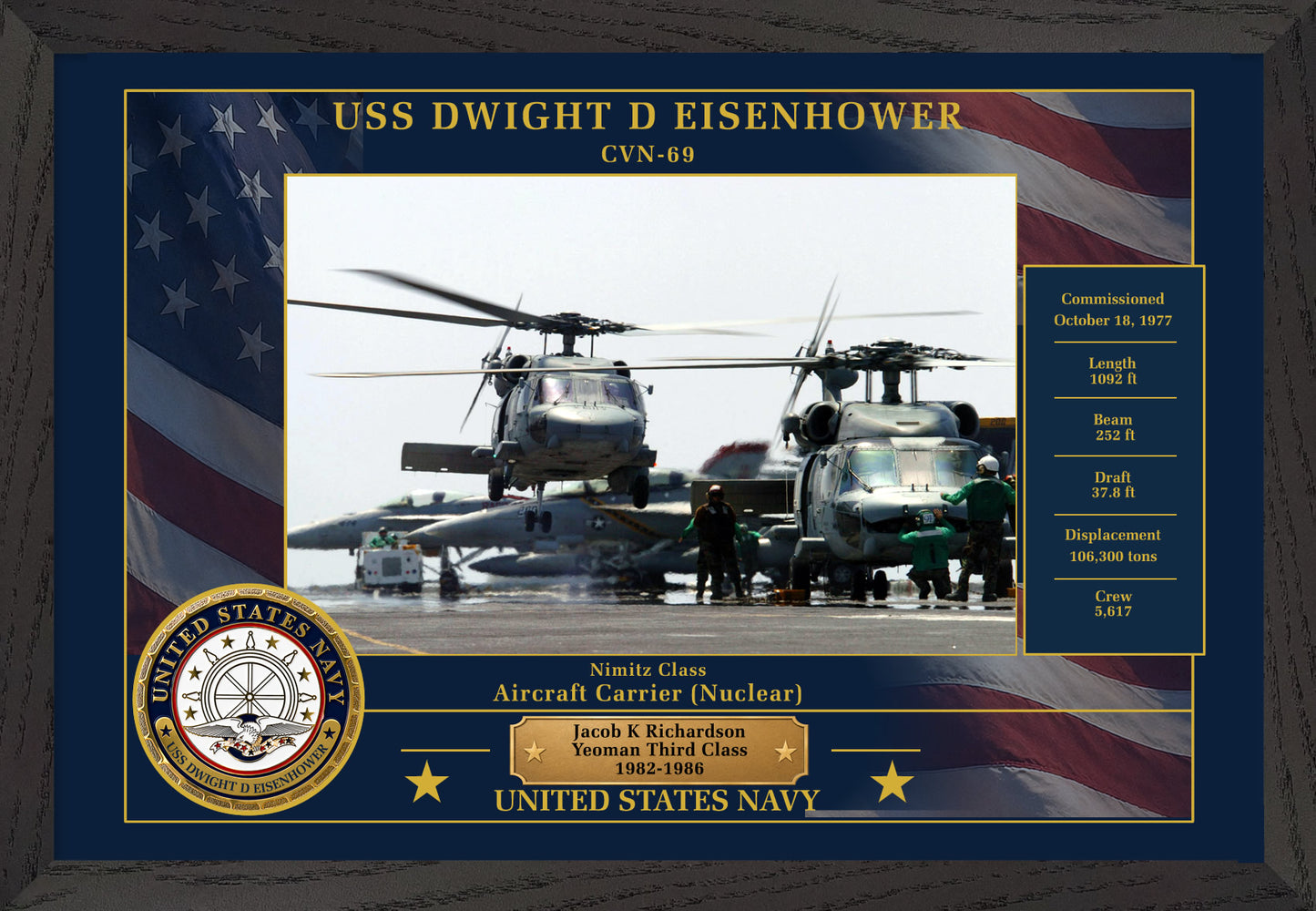 USS Dwight D Eisenhower CVN-69 Framed Patriotic Photo