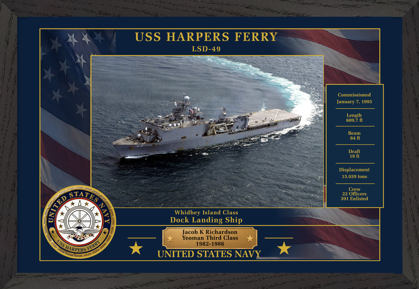 USS Harpers Ferry LSD-49 Framed Patriotic Photo