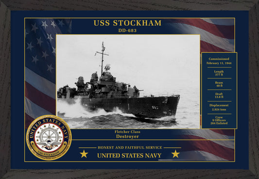 USS Stockham DD-683 Framed Patriotic Photo