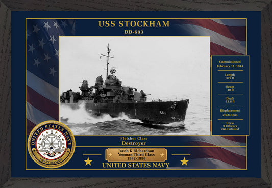 USS Stockham DD-683 Framed Patriotic Photo