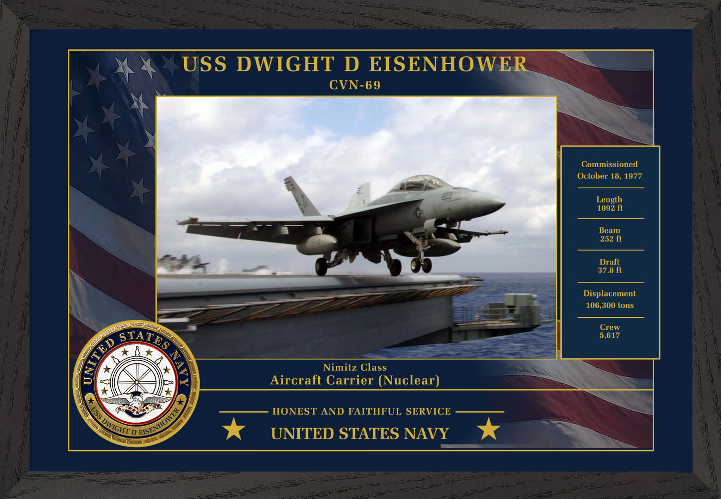 USS Dwight D Eisenhower CVN-69 Framed Patriotic Photo