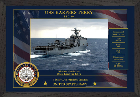 USS Harpers Ferry LSD-49 Framed Patriotic Photo