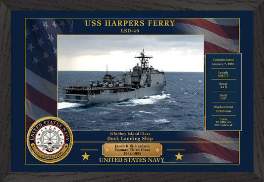 USS Harpers Ferry LSD-49 Framed Patriotic Photo