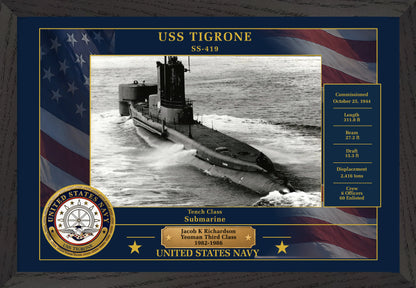 USS Tigrone SS-419 Framed Patriotic Photo