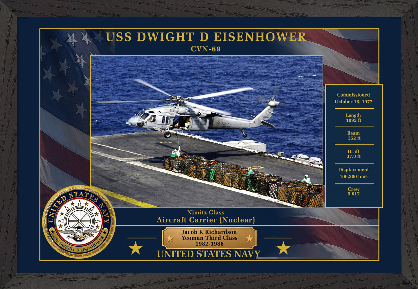 USS Dwight D Eisenhower CVN-69 Framed Patriotic Photo