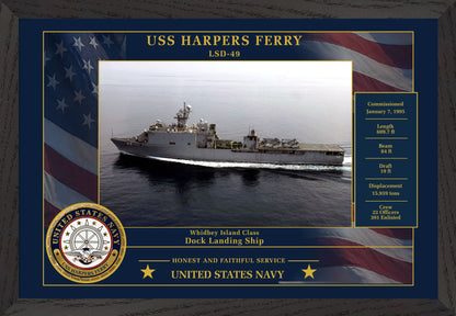 USS Harpers Ferry LSD-49 Framed Patriotic Photo