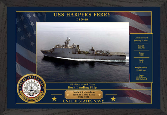 USS Harpers Ferry LSD-49 Framed Patriotic Photo