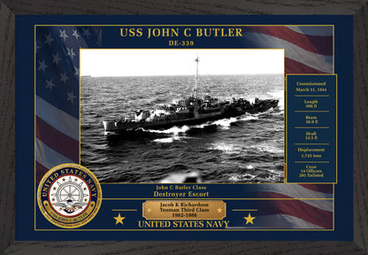 USS John C Butler DE-339 Framed Patriotic Photo