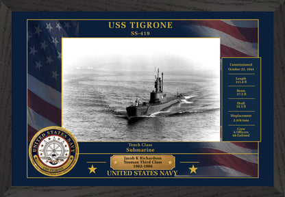 USS Tigrone SS-419 Framed Patriotic Photo