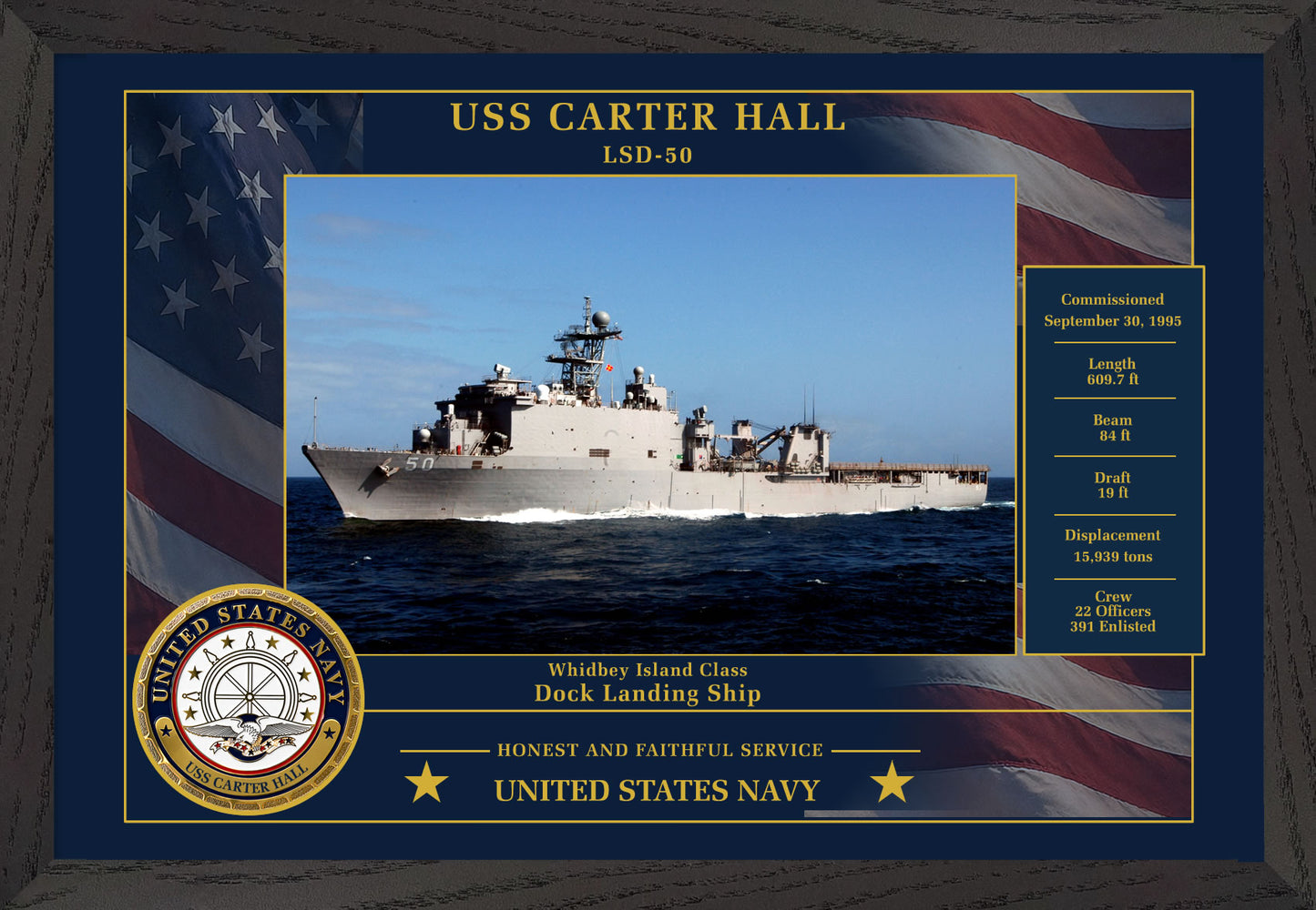 USS Carter Hall LSD-50 Framed Patriotic Photo