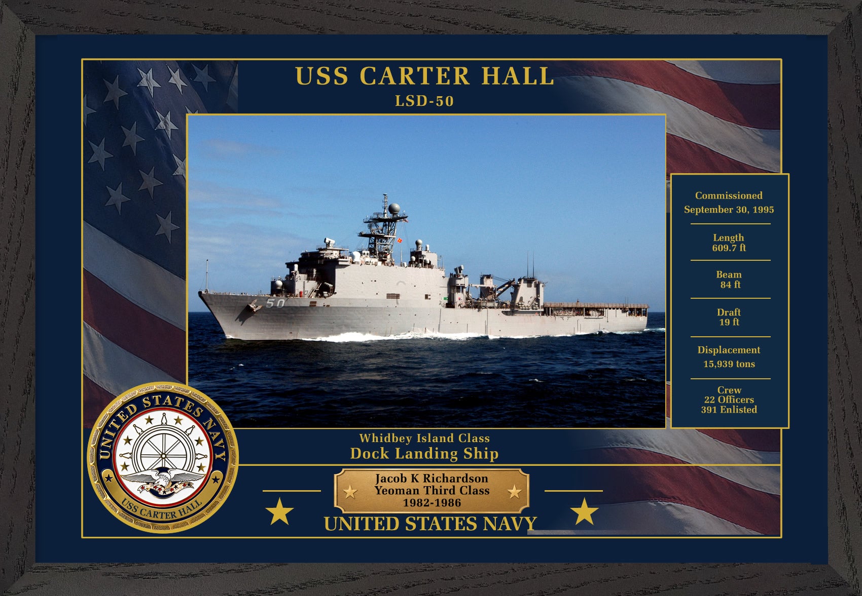USS Carter Hall LSD-50 Framed Patriotic Photo
