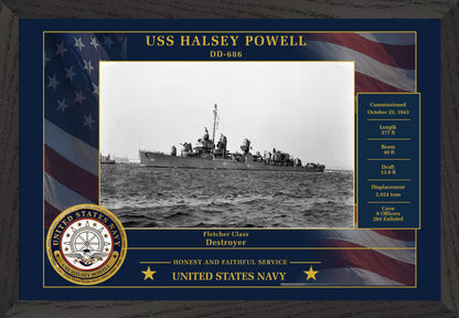 USS Halsey Powell DD-686 Framed Patriotic Photo