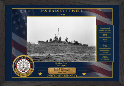 USS Halsey Powell DD-686 Framed Patriotic Photo