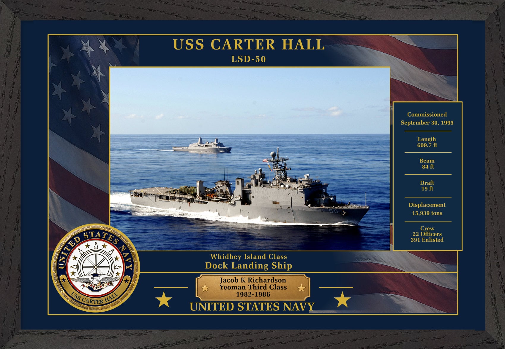 USS Carter Hall LSD-50 Framed Patriotic Photo