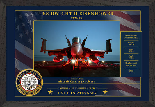USS Dwight D Eisenhower CVN-69 Framed Patriotic Photo