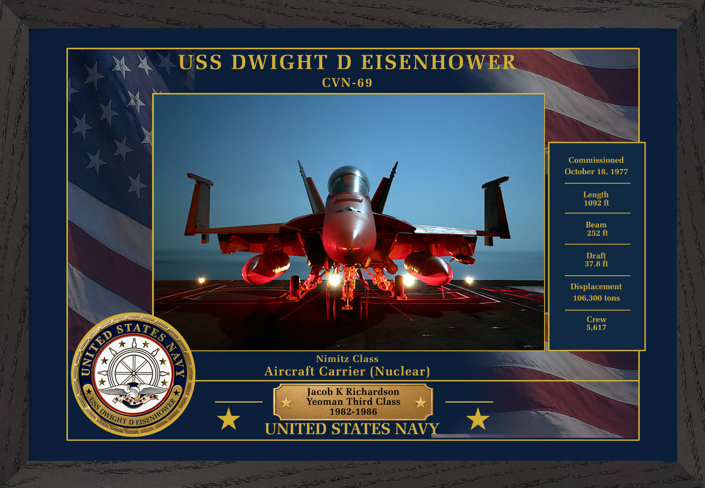 USS Dwight D Eisenhower CVN-69 Framed Patriotic Photo