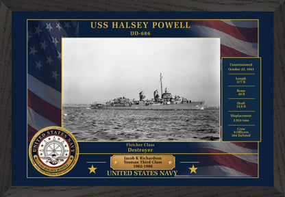 USS Halsey Powell DD-686 Framed Patriotic Photo