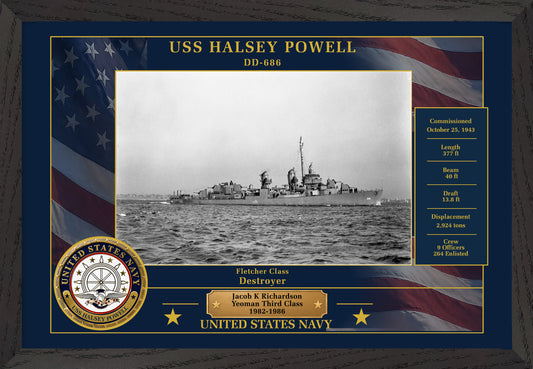 USS Halsey Powell DD-686 Framed Patriotic Photo