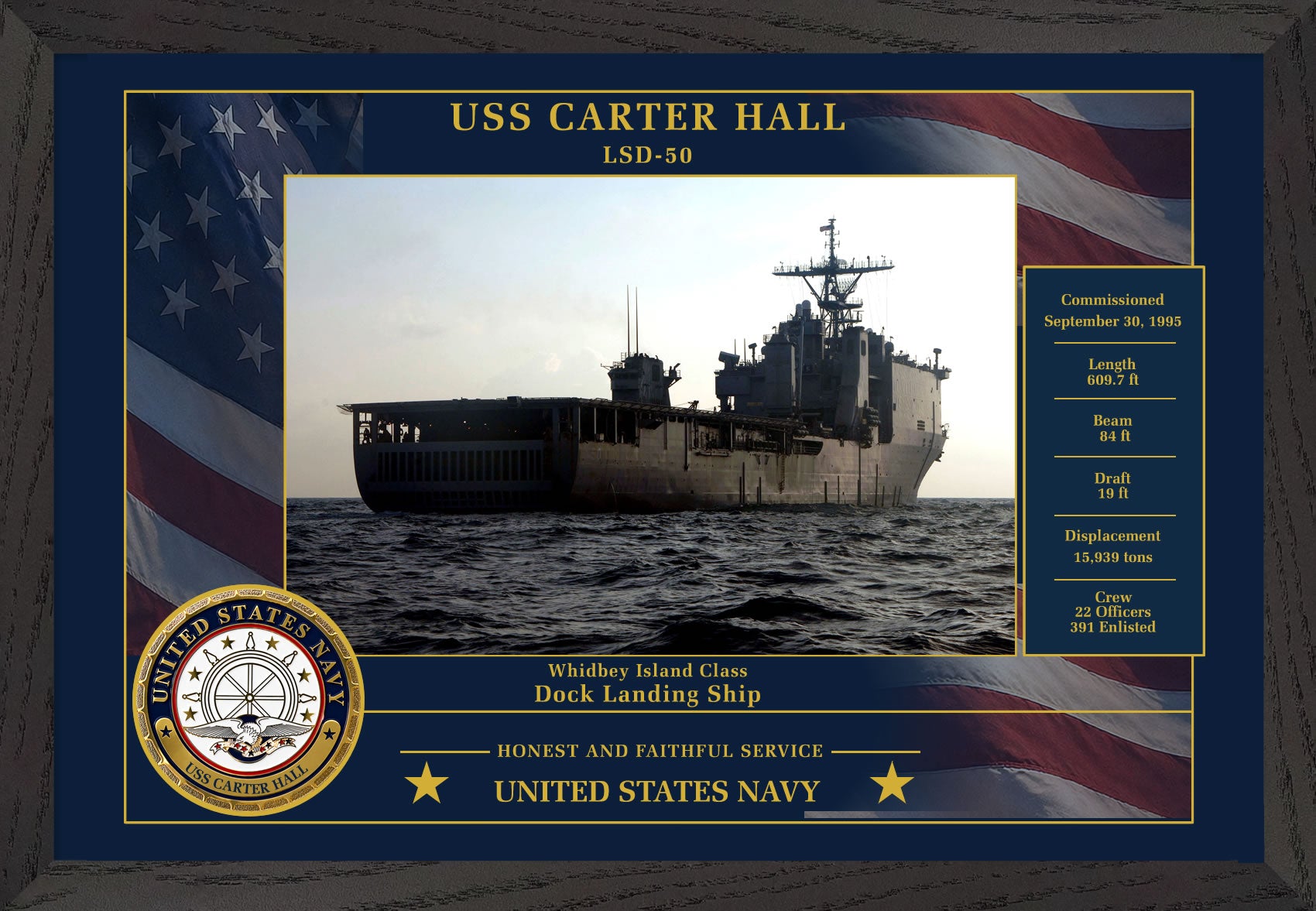 USS Carter Hall LSD-50 Framed Patriotic Photo