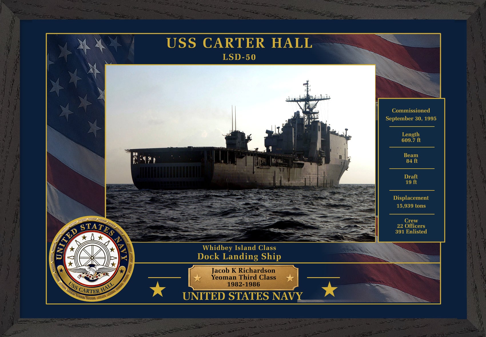 USS Carter Hall LSD-50 Framed Patriotic Photo