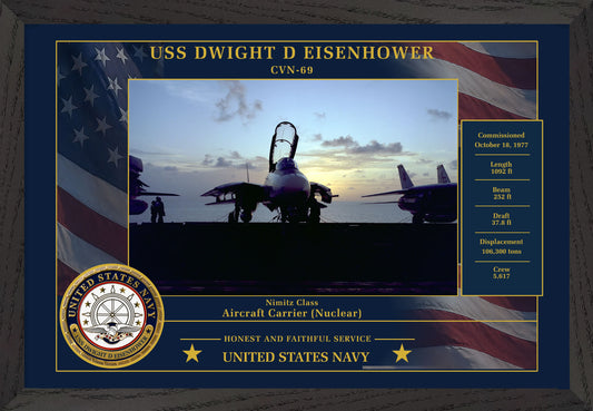 USS Dwight D Eisenhower CVN-69 Framed Patriotic Photo