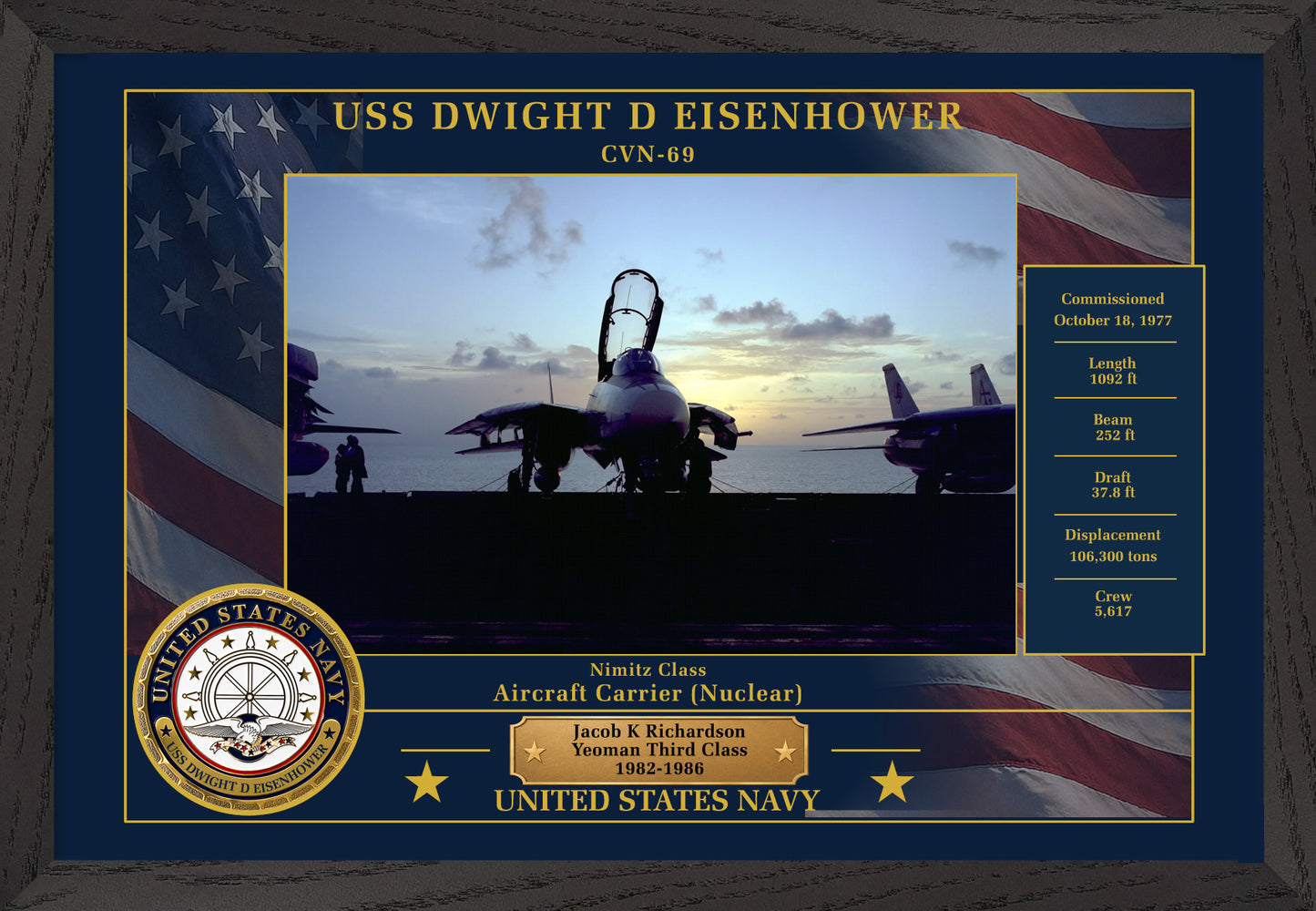 USS Dwight D Eisenhower CVN-69 Framed Patriotic Photo