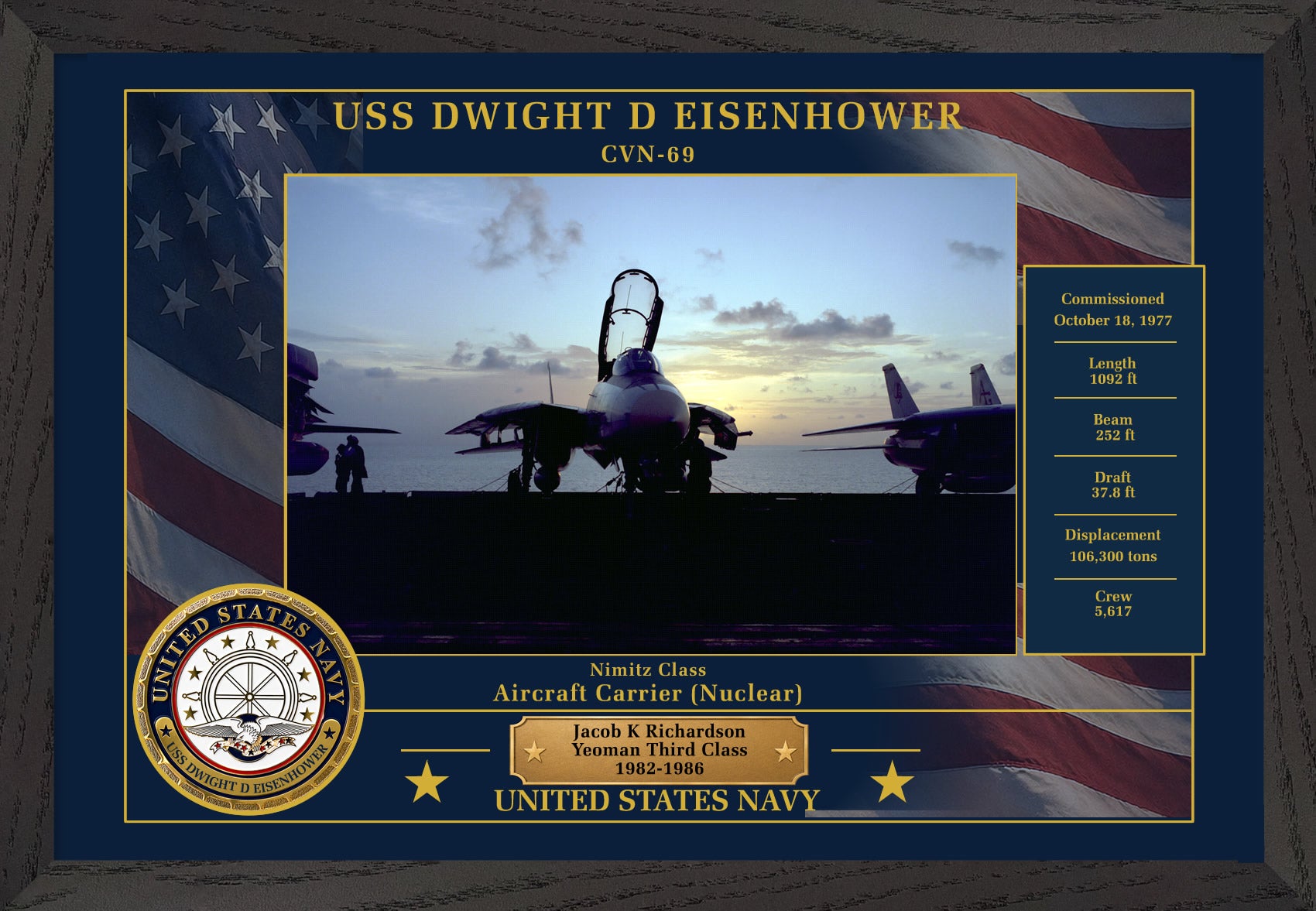 USS Dwight D Eisenhower CVN-69 Framed Patriotic Photo