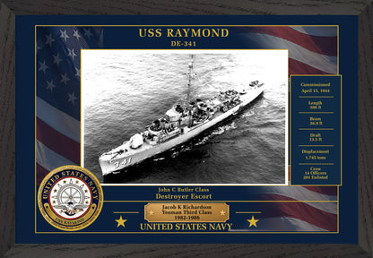 USS Raymond DE-341 Framed Patriotic Photo