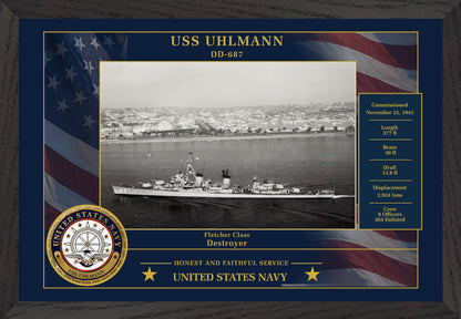 USS Uhlmann DD-687 Framed Patriotic Photo