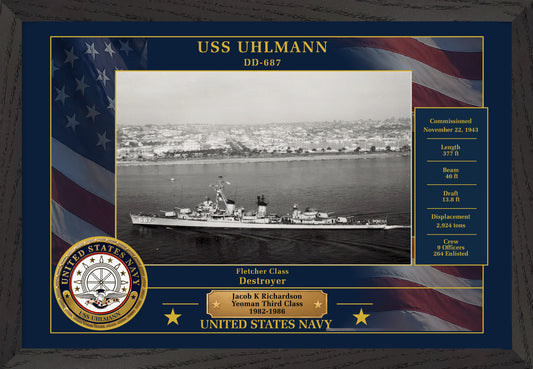 USS Uhlmann DD-687 Framed Patriotic Photo