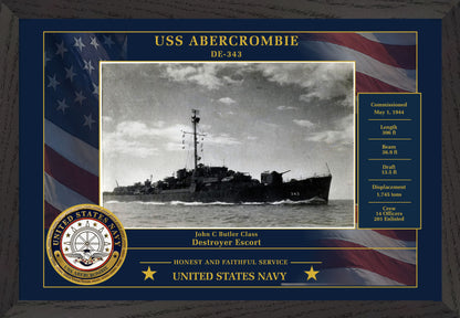 USS Abercrombie DE-343 Framed Patriotic Photo