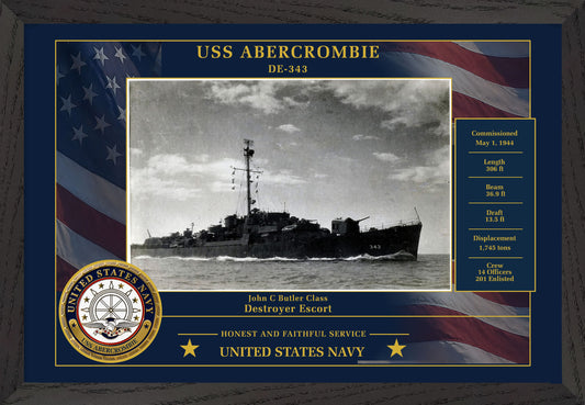 USS Abercrombie DE-343 Framed Patriotic Photo