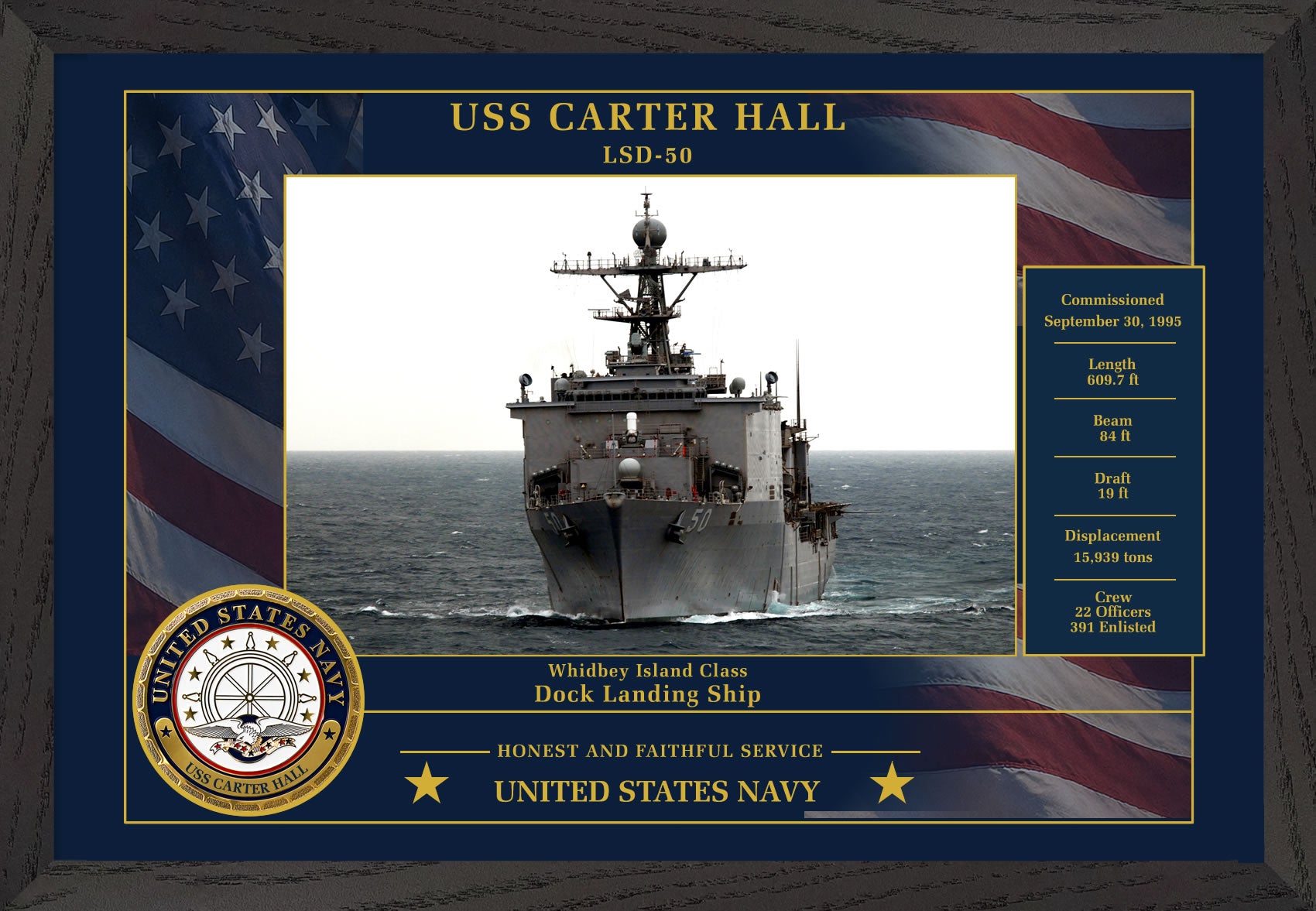 USS Carter Hall LSD-50 Framed Patriotic Photo