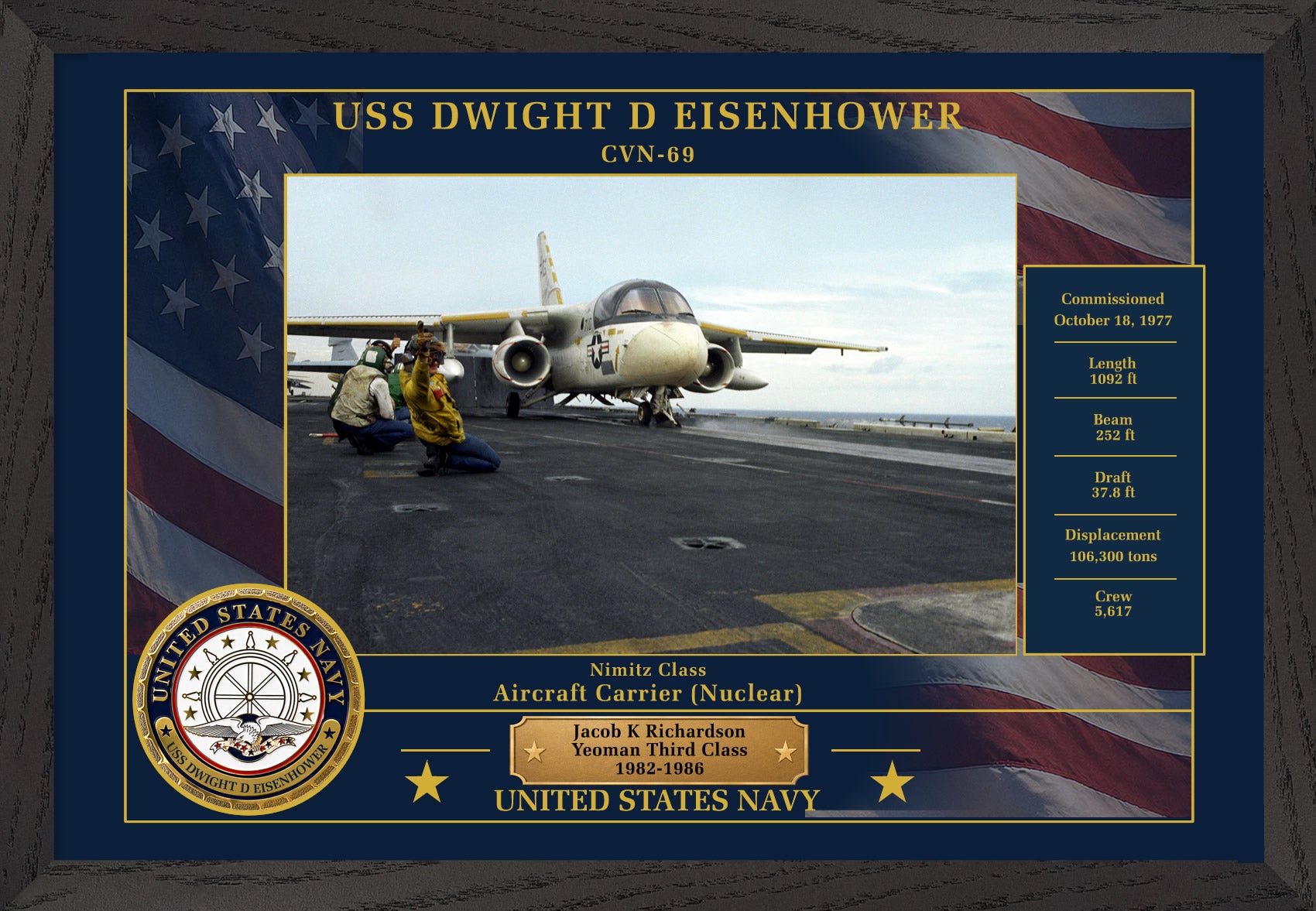USS Dwight D Eisenhower CVN-69 Framed Patriotic Photo