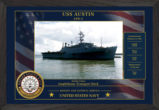 USS Austin LPD-4 Framed Patriotic Photo