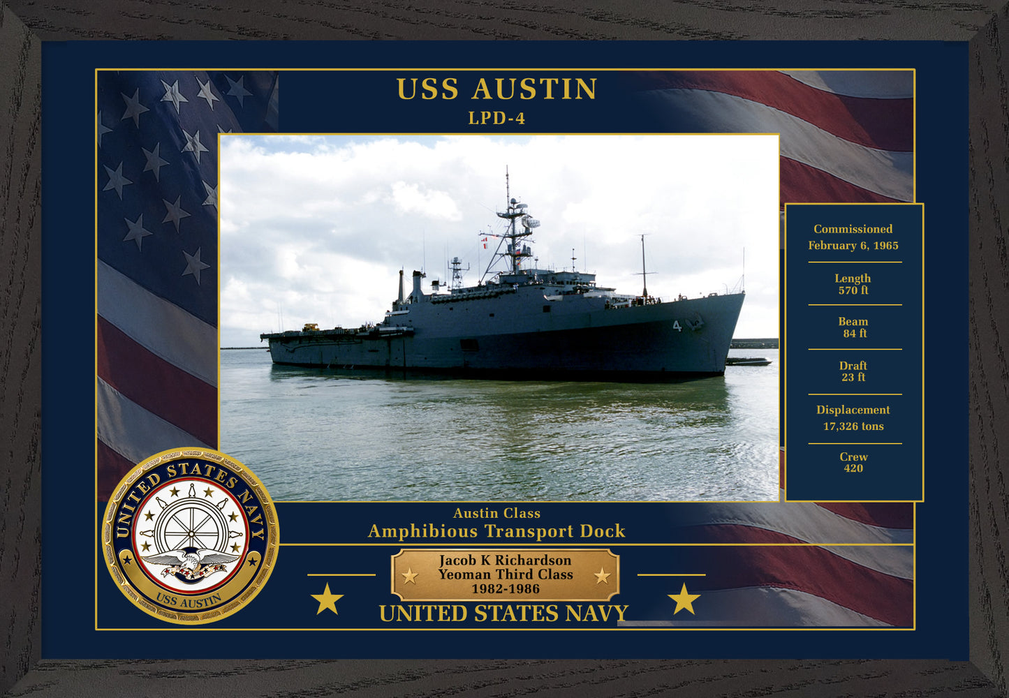 USS Austin LPD-4 Framed Patriotic Photo