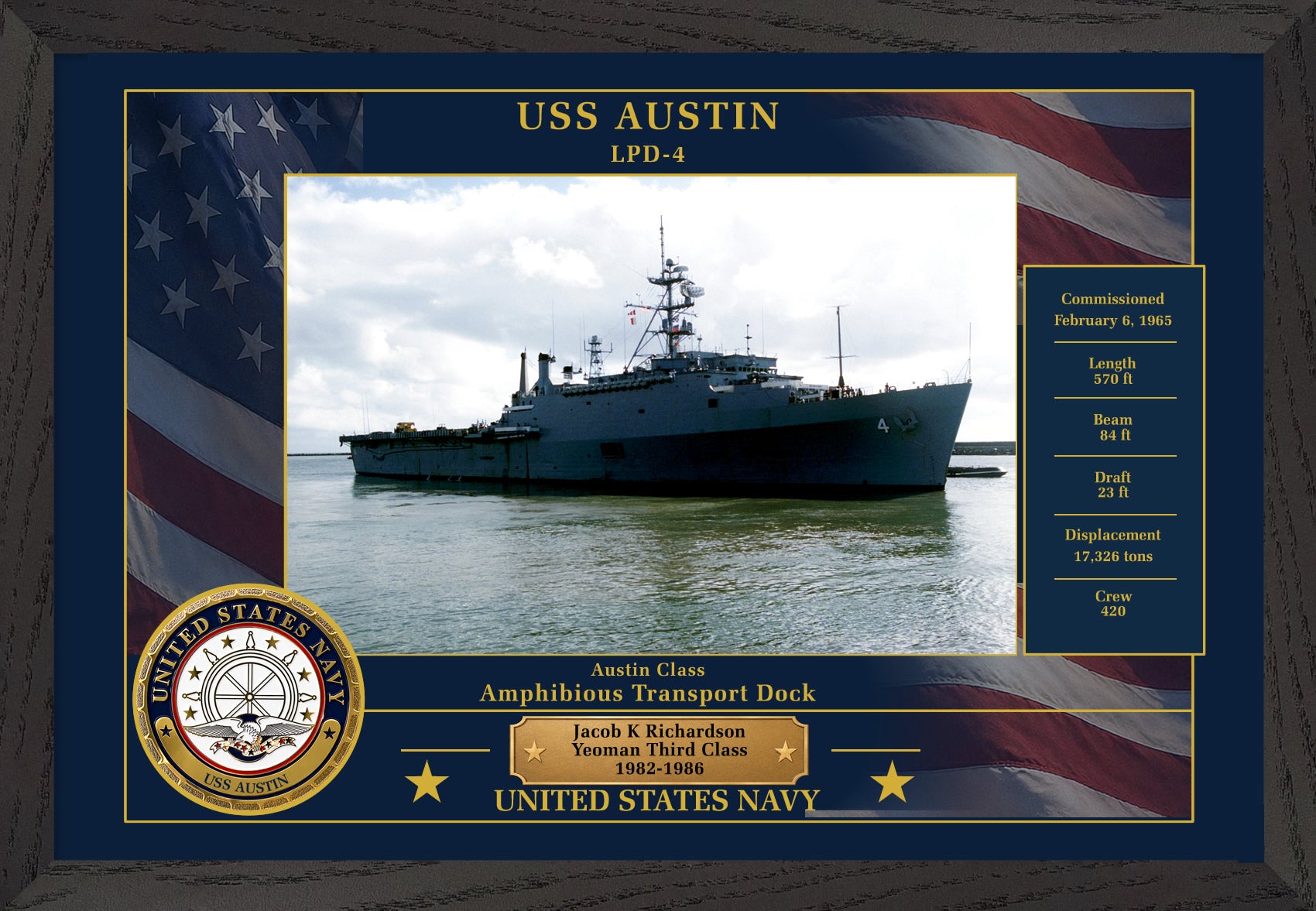 USS Austin LPD-4 Framed Patriotic Photo