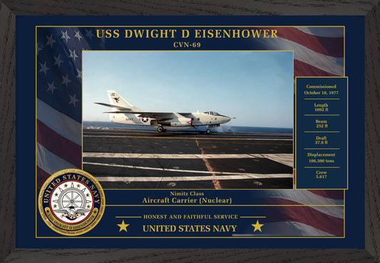 USS Dwight D Eisenhower CVN-69 Framed Patriotic Photo