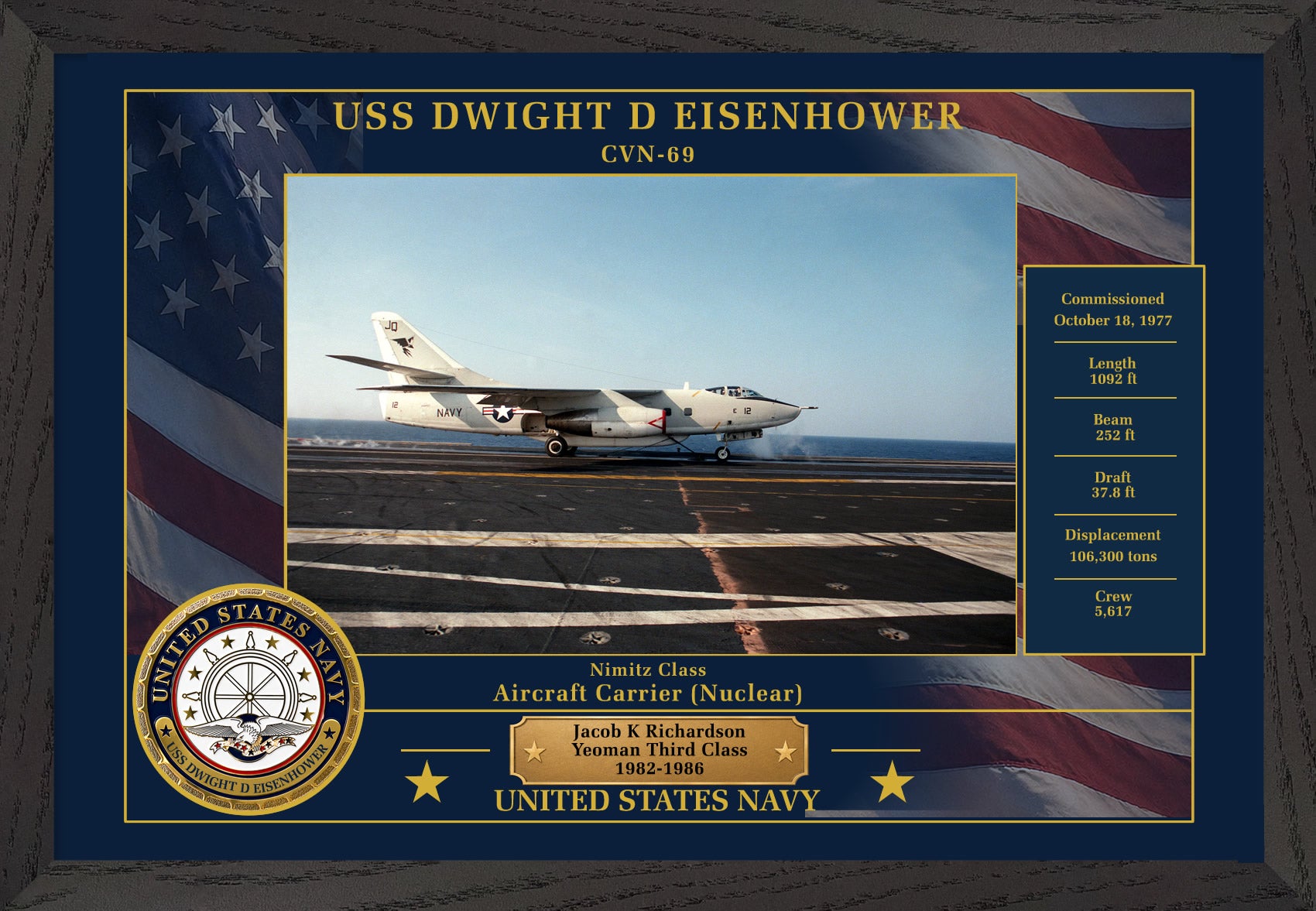 USS Dwight D Eisenhower CVN-69 Framed Patriotic Photo