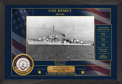 USS Remey DD-688 Framed Patriotic Photo