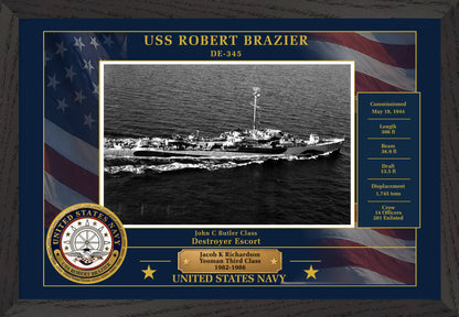 USS Robert Brazier DE-345 Framed Patriotic Photo