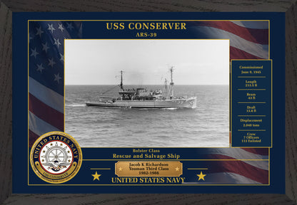 USS Conserver ARS-39 Framed Patriotic Photo