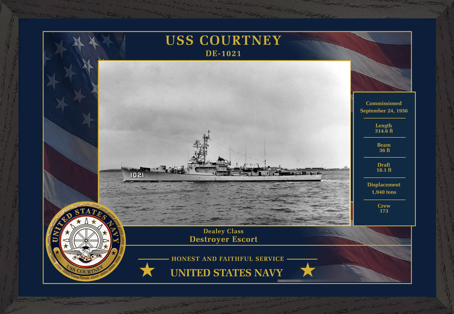USS Courtney DE-1021 Framed Patriotic Photo