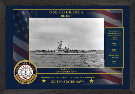 USS Courtney DE-1021 Framed Patriotic Photo